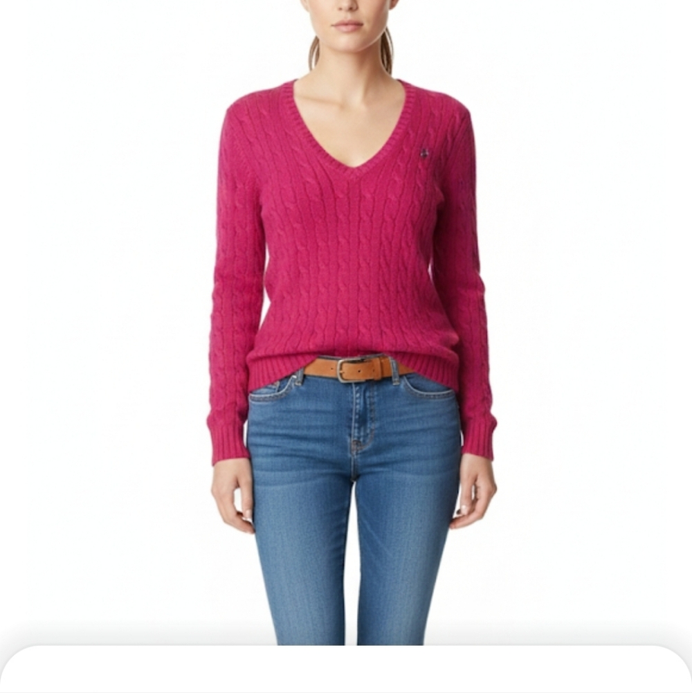 Ralph Lauren sport women's vneck pullover preppy  sweater size M